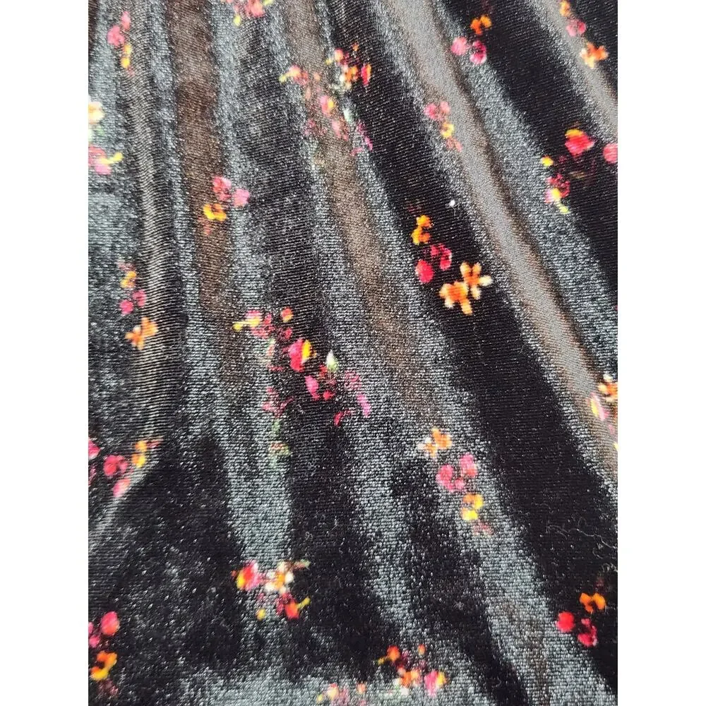 Old Navy Girls XL 14-16 Black Velvet Floral Dress Puff Sleeve Tiered‎